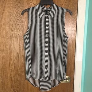 Sleeveless Button Up Sheer Shirt